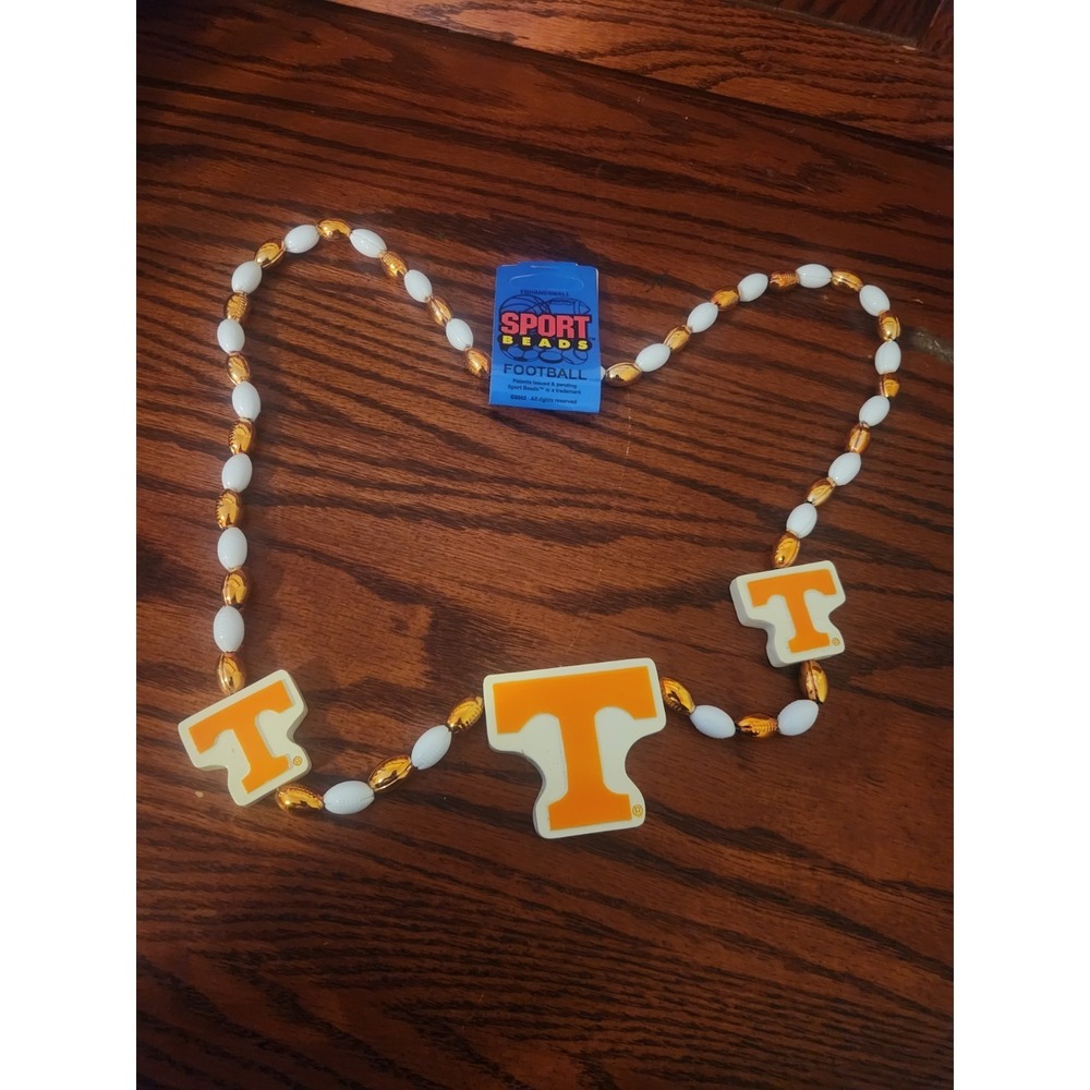 NOS Vintage Tennessee TN Vols Volunteers Beaded Necklace Sport Beads 2002